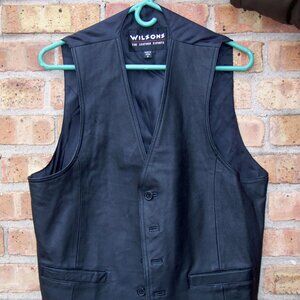 Wilsons Black Leather Men's Western/Dress Vest, Size M